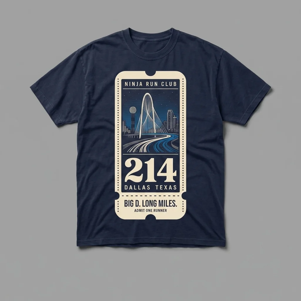 Dallas 214 premium garment-dyed midnight navy oversized running t-shirt with a transit ticket front print and matching five-panel cap