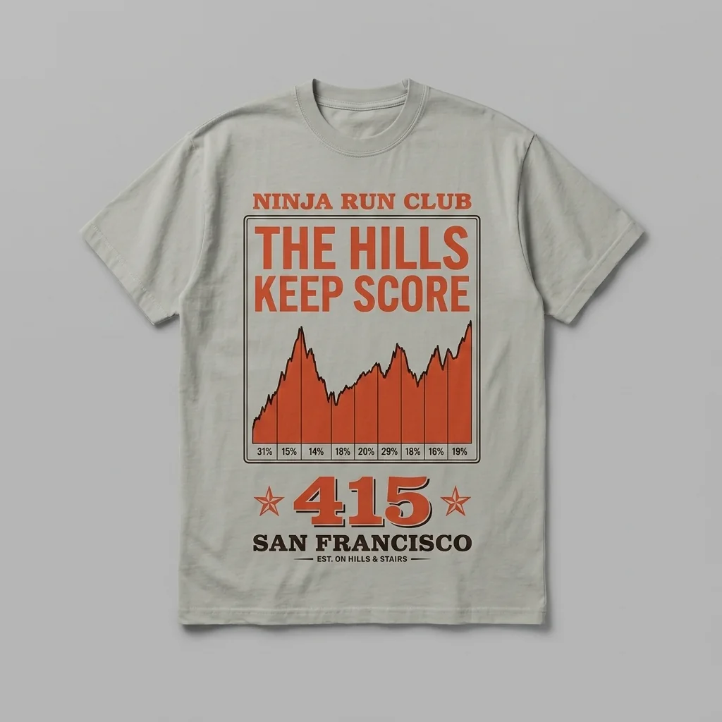 San Francisco 415 premium garment-dyed fog grey oversized running t-shirt with a elevation chart front print and matching five-panel cap