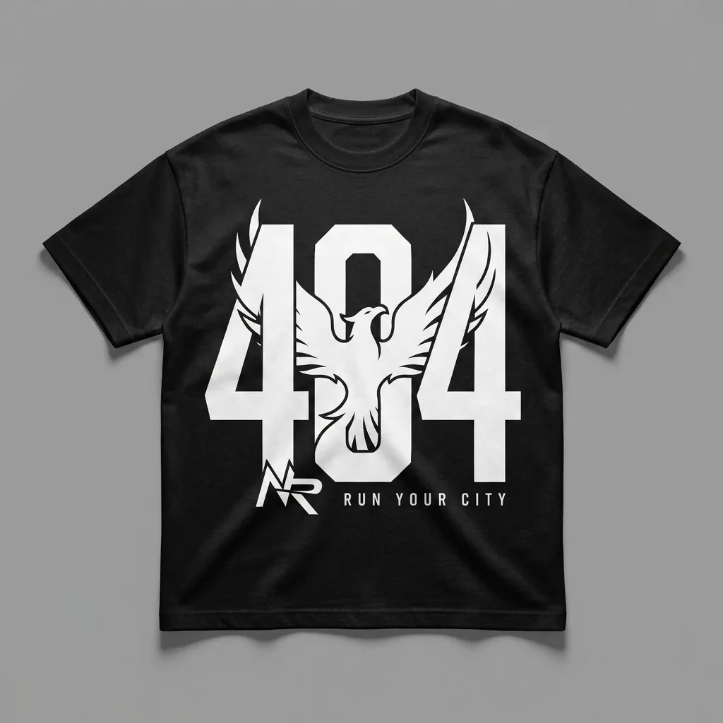 Atlanta 404 area-code heavyweight graphic t-shirt for runners featuring the phoenix and the Ninja Run Club mark
