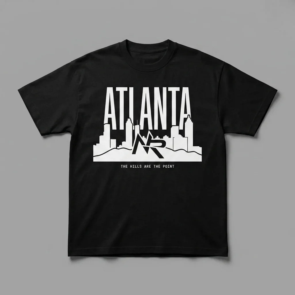 Atlanta skyline heavyweight graphic t-shirt for runners featuring the Ninja Run Club mark and the Atlanta skyline