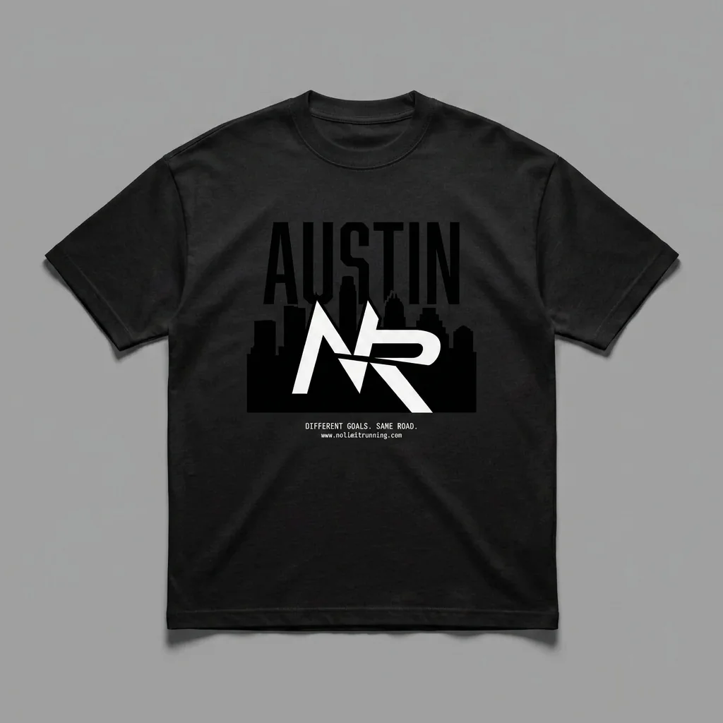 Austin skyline heavyweight graphic t-shirt for runners featuring the Ninja Run Club mark and the Austin skyline