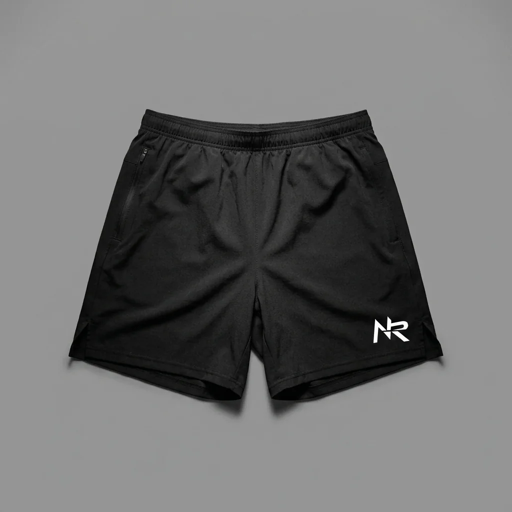 Black Interval 5-inch running shorts with zip pocket and the Ninja Run Club mark at the hem