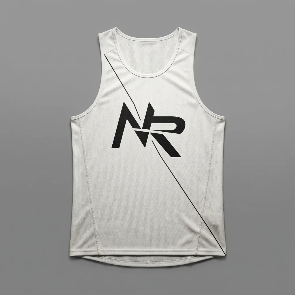 White Route Line running singlet with the Ninja Run Club mark and route line graphic across the chest